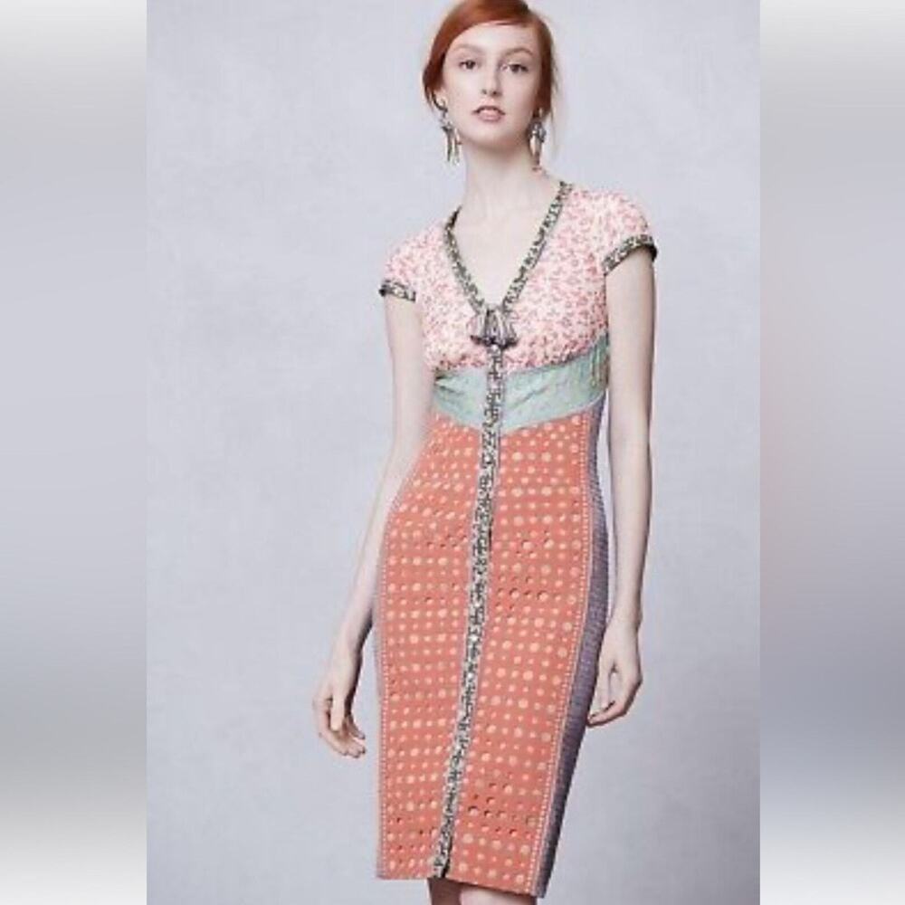 Byron Lars Anthropologie Beguile Springtime Mix Lasercut Sheath Dress
